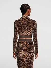 Cropped Turtleneck Leopard Print