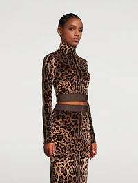 Cropped Turtleneck Leopard Print