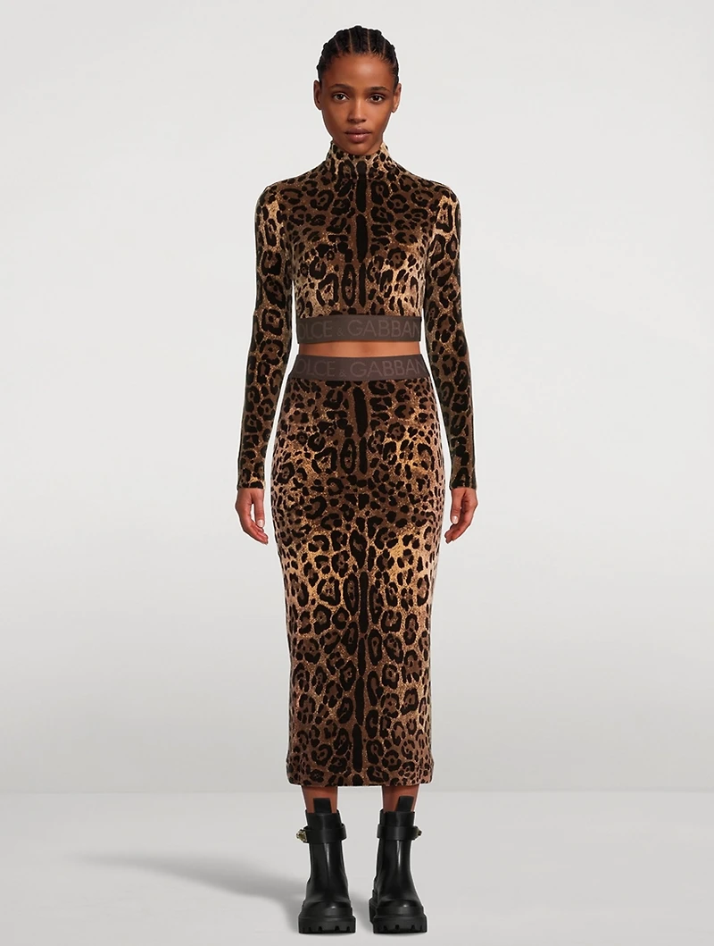 Cropped Turtleneck Leopard Print