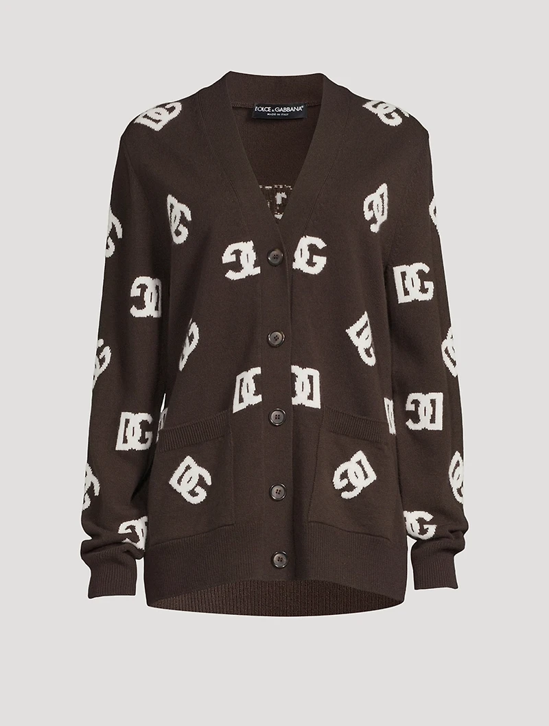 Logo Jacquard Cashmere Cardigan