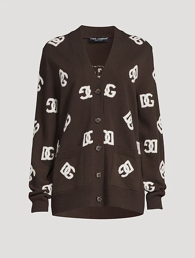 Logo Jacquard Cashmere Cardigan