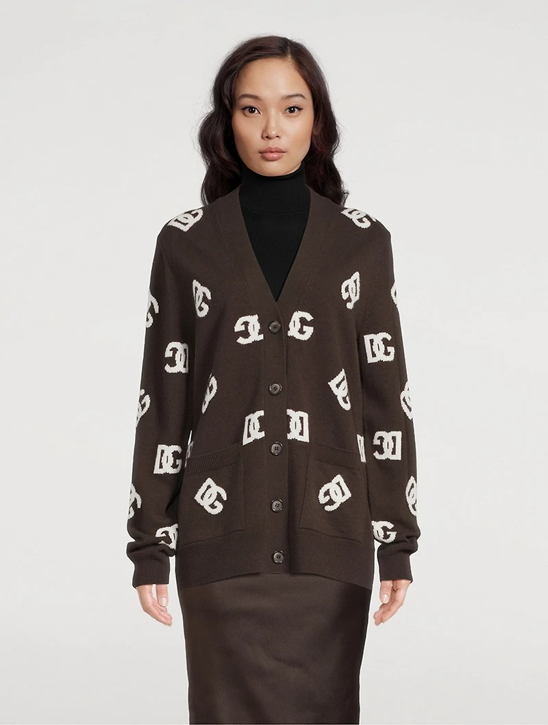 Logo Jacquard Cashmere Cardigan