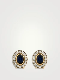Vintage 18K Gold Sapphire and Diamond Earrings