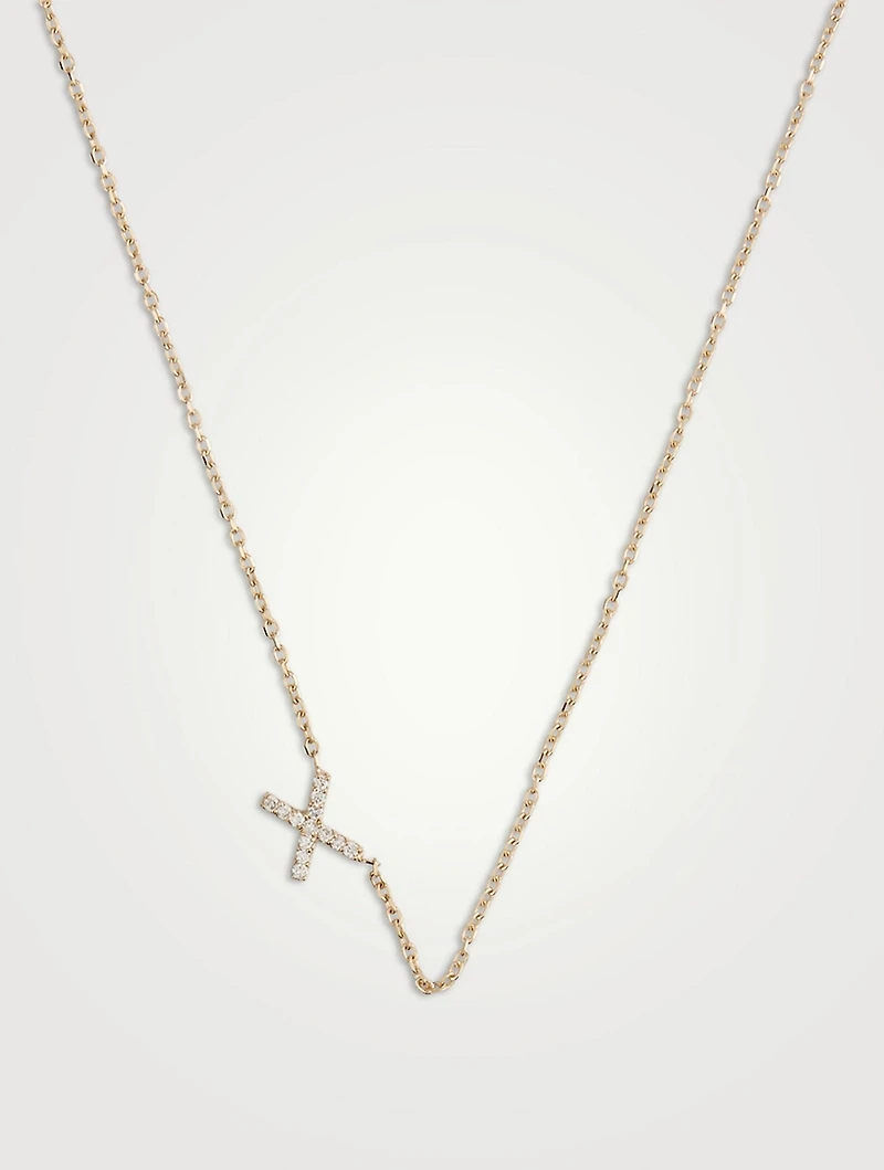Love Letter 14K Gold X Initial Pavé Diamond Necklace