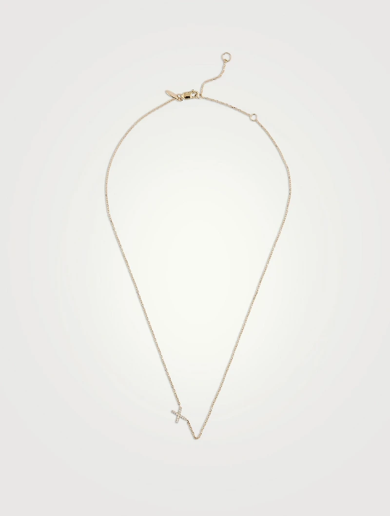 Love Letter 14K Gold X Initial Pavé Diamond Necklace