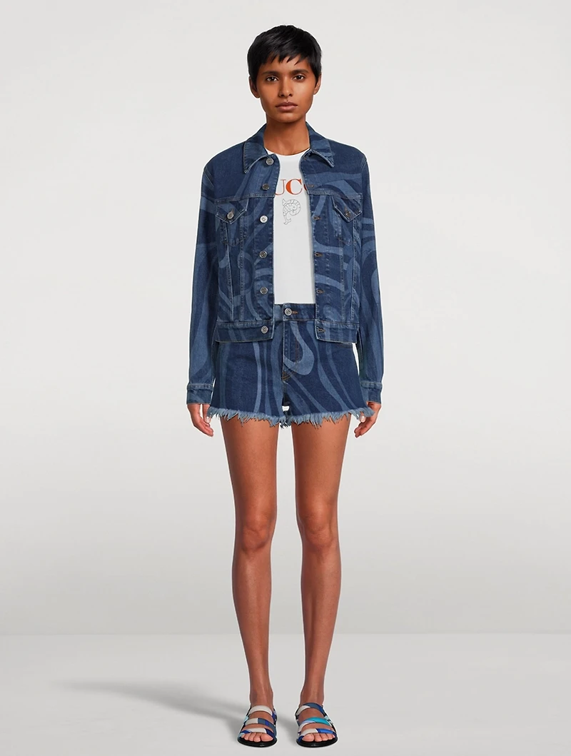 Denim Jacket Marmo Print