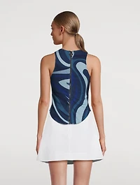 Sleeveless Jersey Top Marmo Print