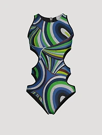 Cut-Out One-Piece Swimsuit Iride Print