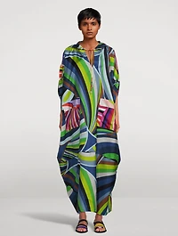 Silk Twill Caftan In Iride Print
