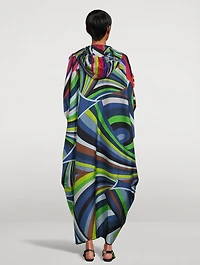 Silk Twill Caftan In Iride Print