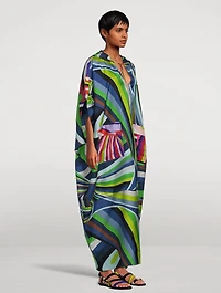 Silk Twill Caftan In Iride Print