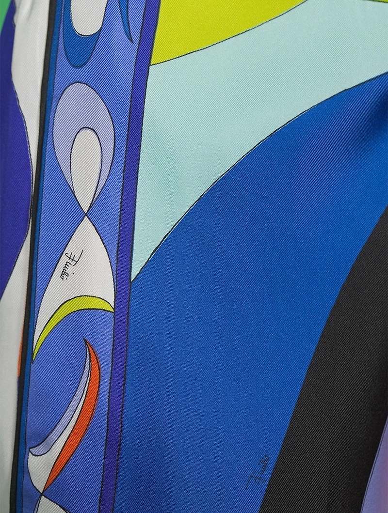 Printed Silk Twill Wide-Leg Trousers