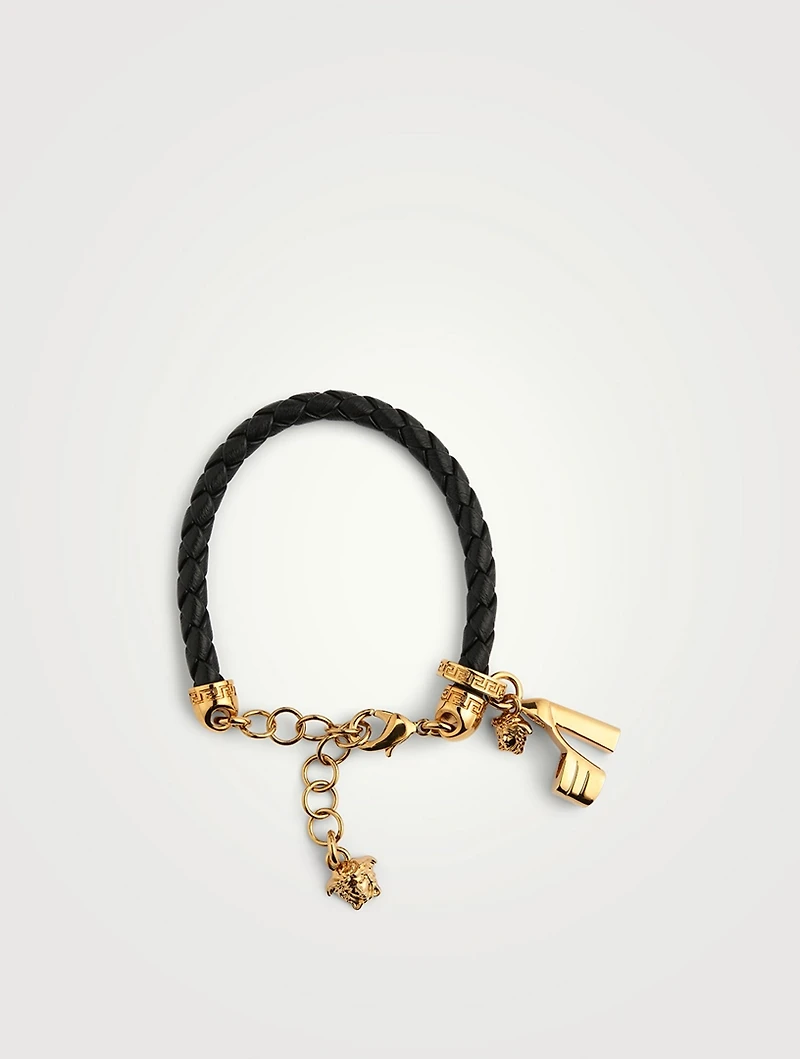 Braided Leather Charm Bracelet
