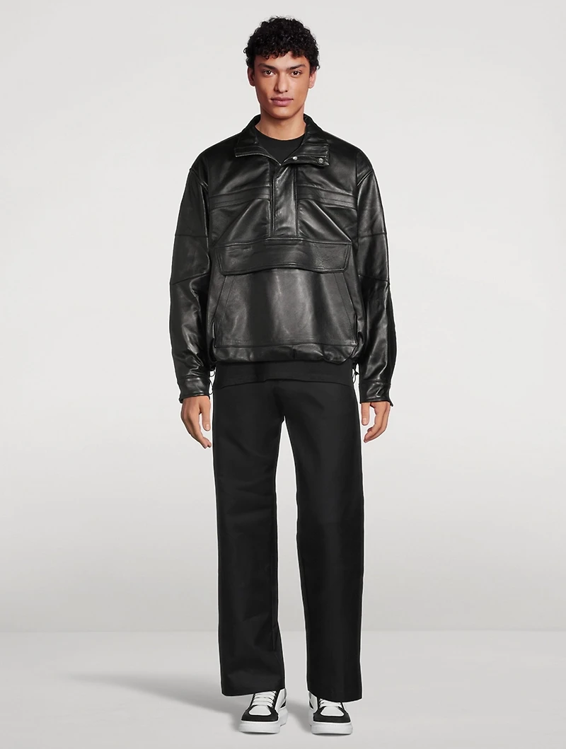 Leather Track Pullover Jacket