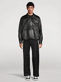 Leather Track Pullover Jacket
