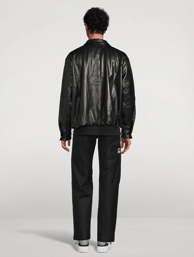 Leather Track Pullover Jacket