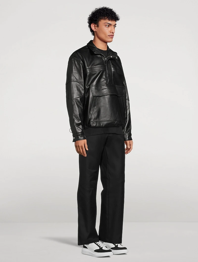 Leather Track Pullover Jacket