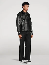 Leather Track Pullover Jacket