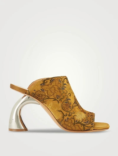Curved-Heel Jacquard Mules