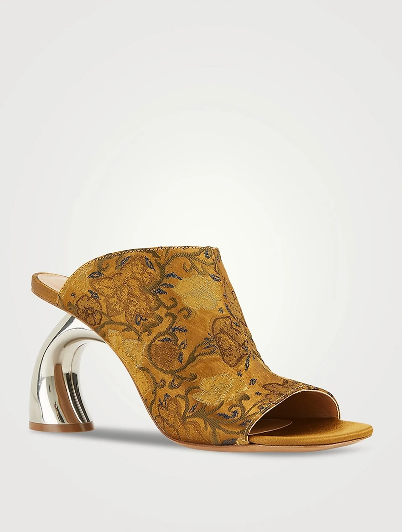 Curved-Heel Jacquard Mules
