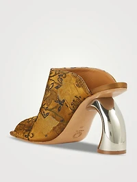 Curved-Heel Jacquard Mules
