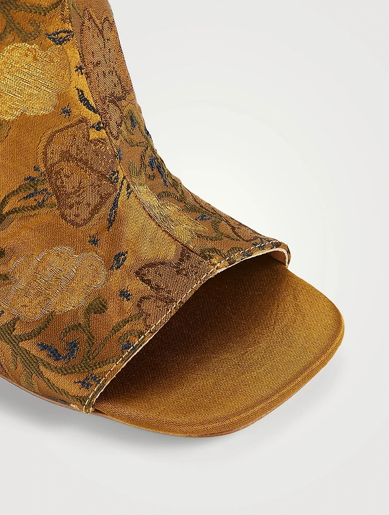 Curved-Heel Jacquard Mules