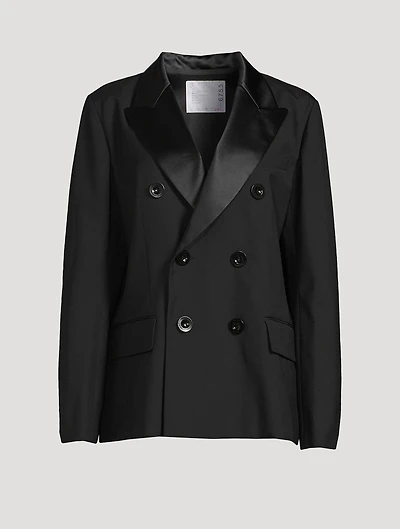 Wool-Blend Blazer With Pleated Back