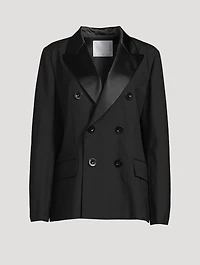 Wool-Blend Blazer With Pleated Back