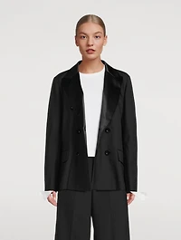 Wool-Blend Blazer With Pleated Back