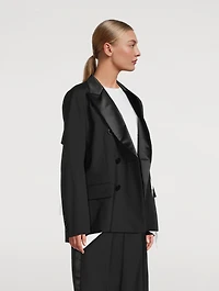 Wool-Blend Blazer With Pleated Back