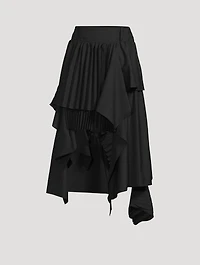 Wool-Blend Pleated Midi Skirt