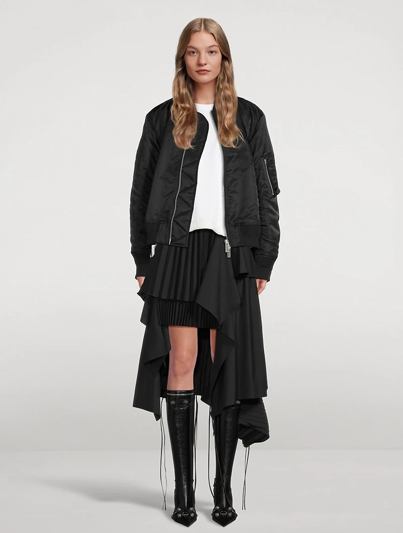 Wool-Blend Pleated Midi Skirt
