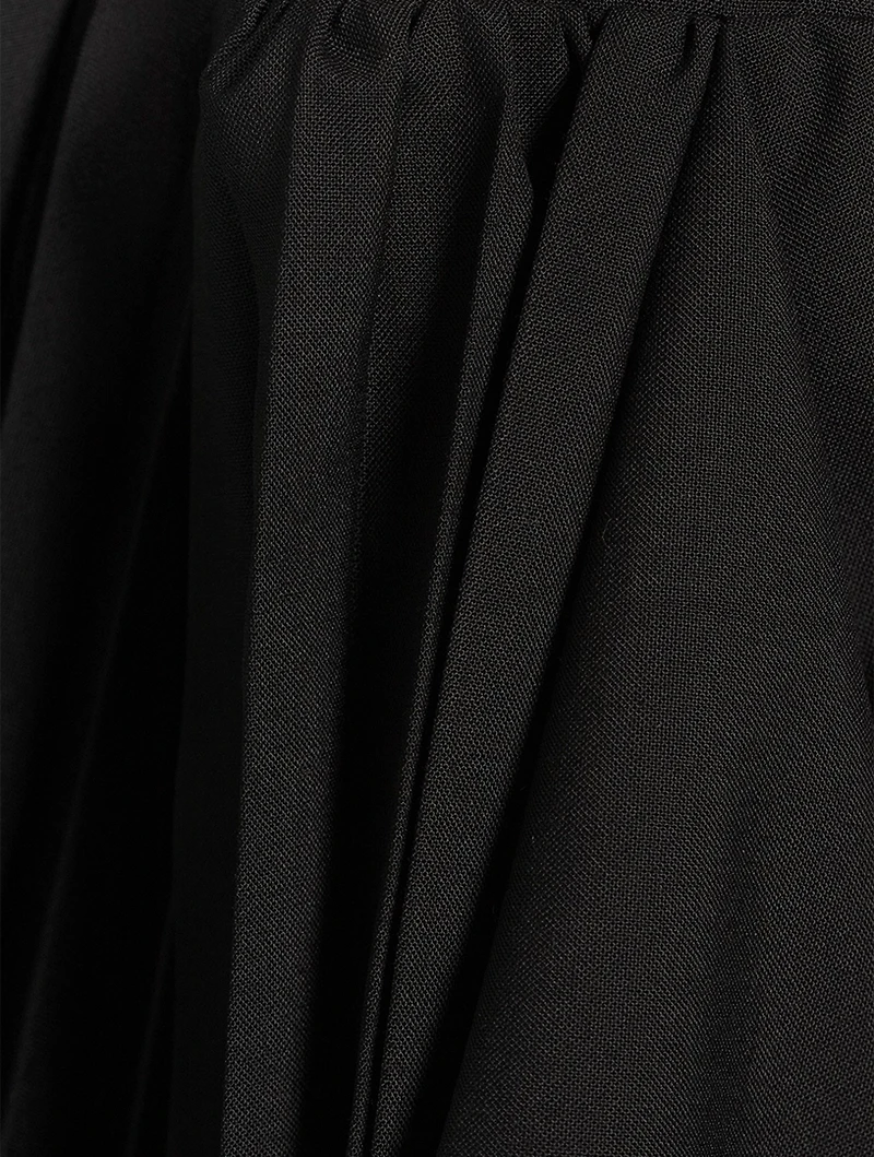Wool-Blend Pleated Midi Skirt