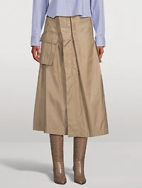 Nylon Twill Midi Skirt