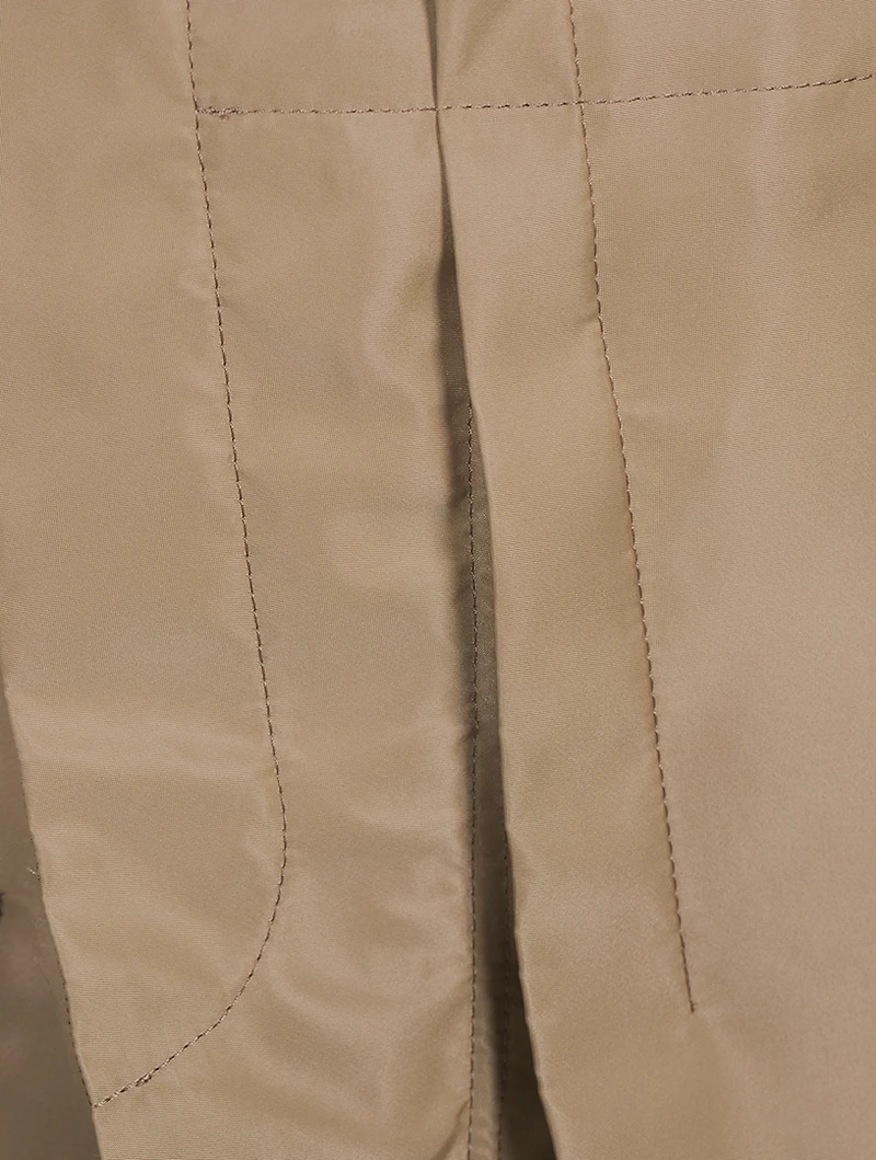 Nylon Twill Midi Skirt