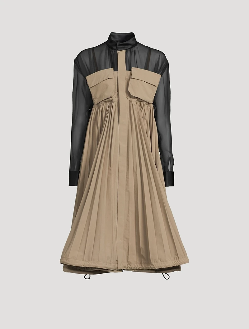 Taffeta Pleated Shirt Dress