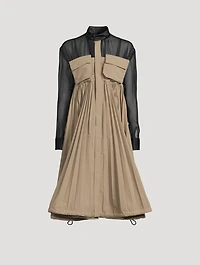 Taffeta Pleated Shirt Dress