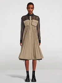 Taffeta Pleated Shirt Dress