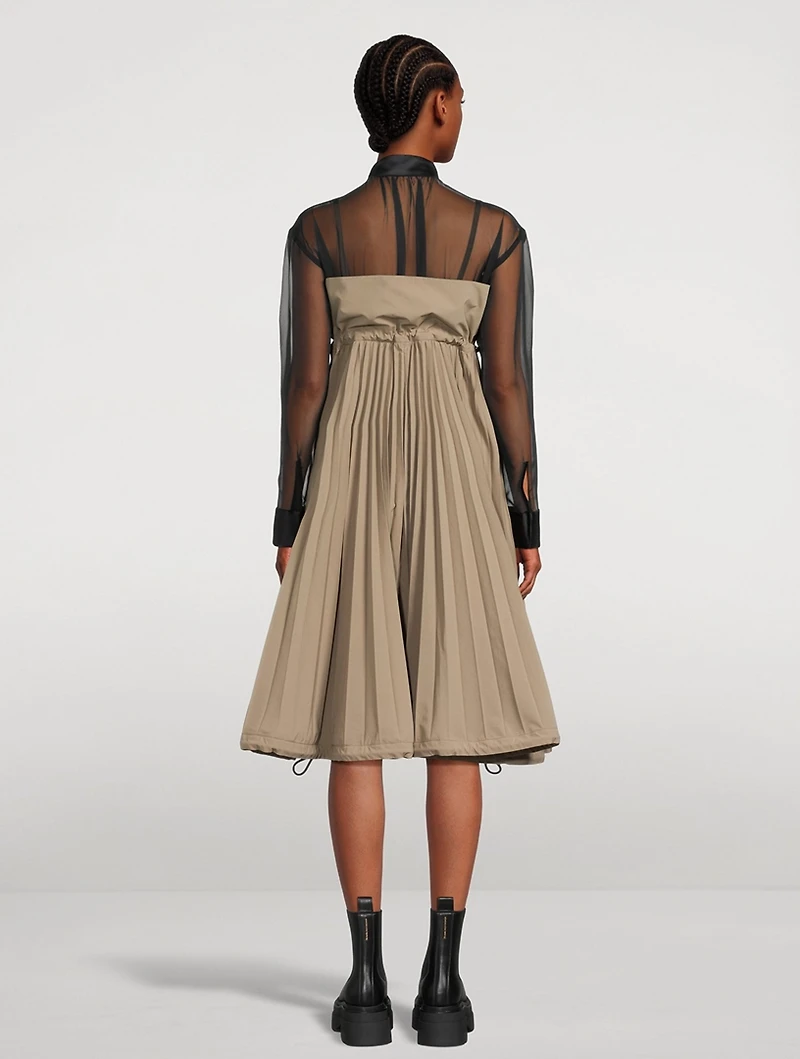 Taffeta Pleated Shirt Dress