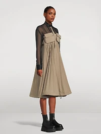 Taffeta Pleated Shirt Dress