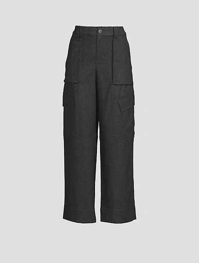 Wide-Leg Flannel Cargo Trousers