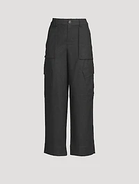 Wide-Leg Flannel Cargo Trousers