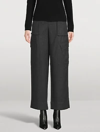 Wide-Leg Flannel Cargo Trousers