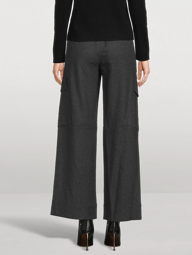 Wide-Leg Flannel Cargo Trousers