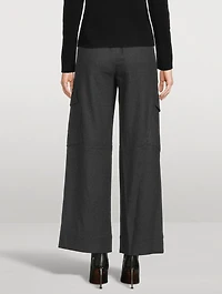 Wide-Leg Flannel Cargo Trousers