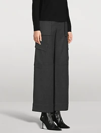 Wide-Leg Flannel Cargo Trousers
