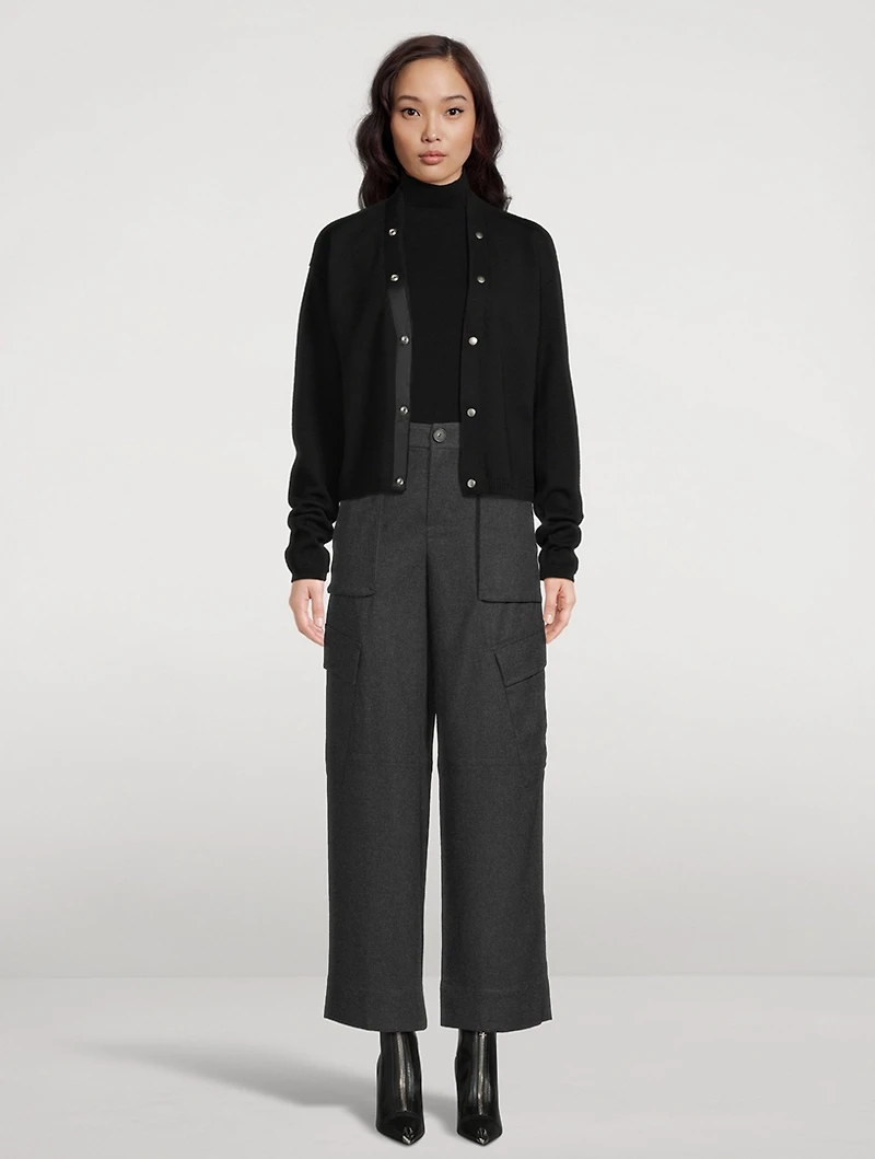 Wide-Leg Flannel Cargo Trousers
