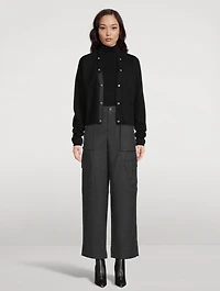 Wide-Leg Flannel Cargo Trousers