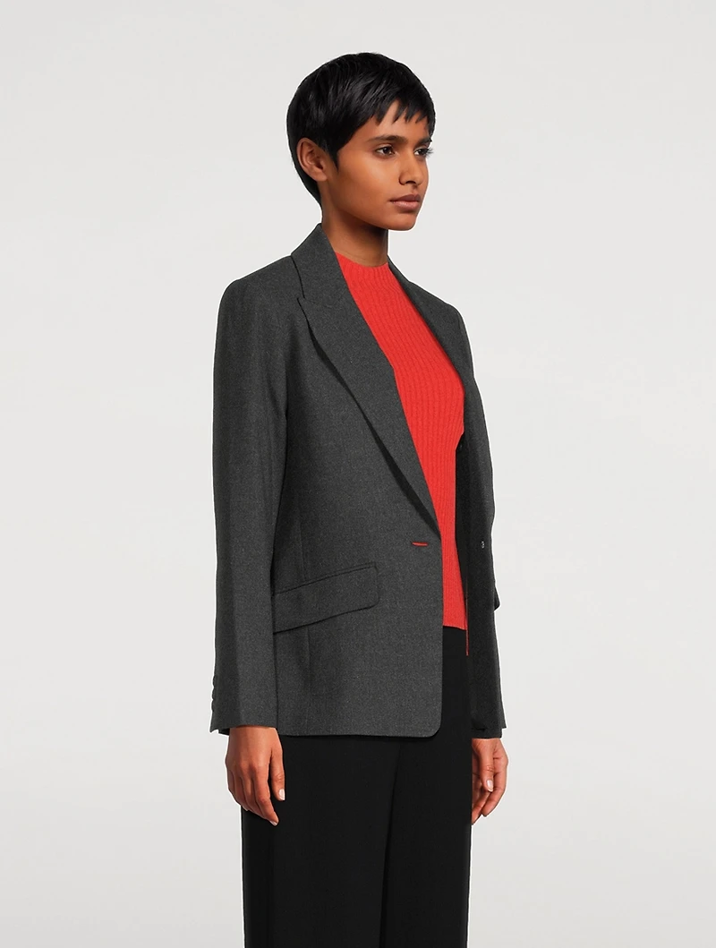 Wool-Blend Single-Breasted Blazer