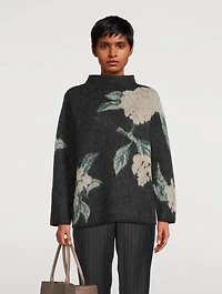 Brushed Floral Mockneck Sweater